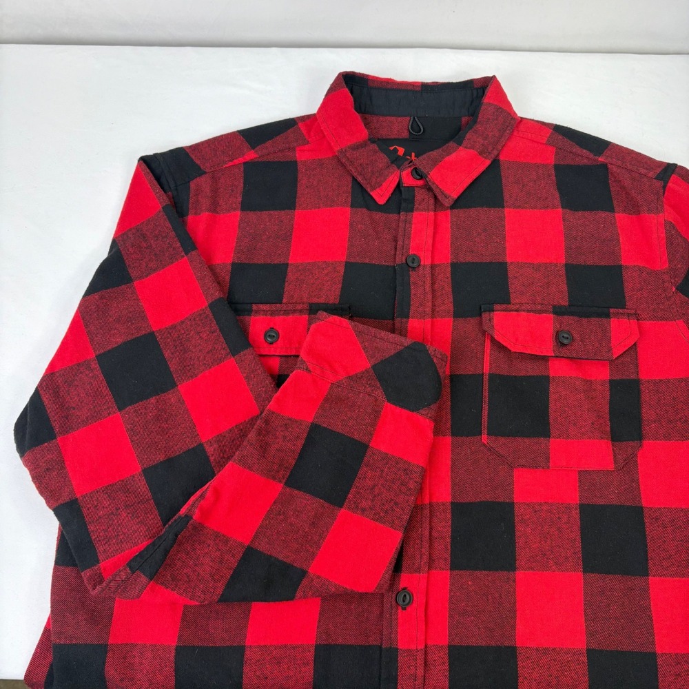 Stoic Mens Flannel Shirt Red Black Buffalo Plaid Long‎ Sleeve Button Up Size XL